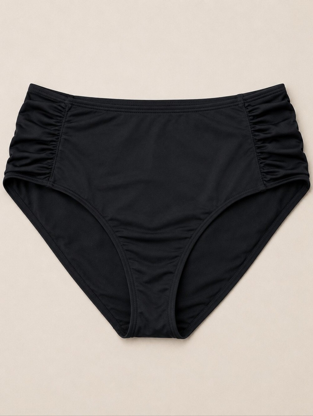 Apt. 9 Bikini Bottoms Black Women Size XXL High Waist Ruched Tummy Control Retro
